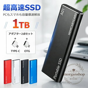 �|�[�^�u��SSD 1TB USB 3.1�Ή� USB-C�EUSB-A�ڑ� ���^�A���~����➑� �ϏՌ��݌v �Ǎ�560MB/s�E����500MB/s �p�\�R���̃f�[�^�ۑ��⎝���^�тɑΉ� TYPE-C�P�[�u���EOTG�R�l�N�^�t�� �X�}�[�g�t�H���ڑ�