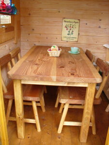 ダイニングテーブルセット ナチュラル 木製 カフェ 130cm天然木 無垢 (国産 杉)森の ダイニングテーブル 無垢 ダイニング5点セット(又は)ダイニング4点セット★森林浴?一枚板テーブル ( 2~3