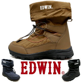 防寒ブーツ メンズ スノーブーツ アウトドア フィールドブーツ 折り返し 裏ボア フリース生地 スノーシューズ おしゃれ 耐滑 防滑 保温 強撥水 コードロック 紐靴 暖かい靴 おしゃれ エドウィン EDWIN EDW172｜正規販売店 在庫限り