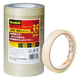【まとめ買い】スリーエム　スコッチ　透明粘着テープ　大巻　15mm×35m　10巻入り　5パック/10パック/20パック　500-3-1535-10P