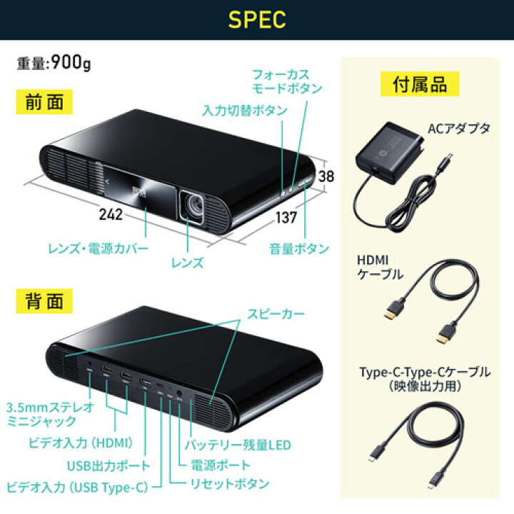 楽天市場】サンワサプライ モバイルプロジェクター PRJ-7 : 事務蔵