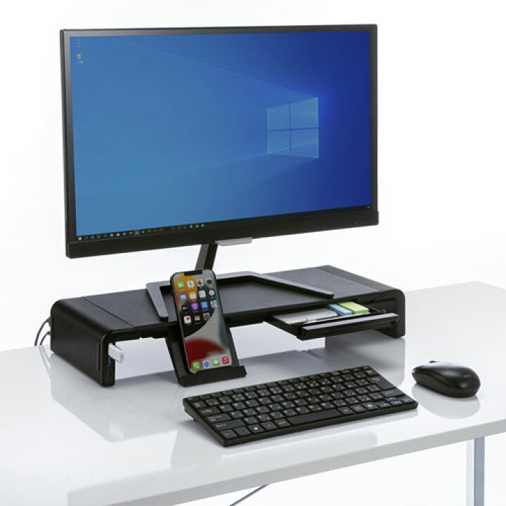 楽天市場】サンワサプライ USB Type-C接続ハブ付き机上ラック(ブラック 