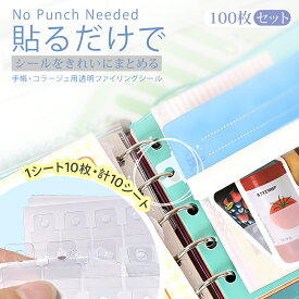 【100枚入 スーパーSALE半額】ファイリングシール 100枚 シール帳用 穴補強シール 透明 クリア フックシール バインダー シールバインダー シールファイル リフィル作成 インデックス 3穴 4穴 5穴 6穴対応 バイブルサイズ M5 ルーズリーフ トレカ 推し活 家計管理 高耐久