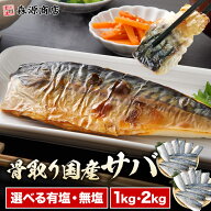 選べる有塩無塩 国産 さば 1kg 2kg 骨取り サバ 鯖 切身 フィーレ おかず 朝食 冷凍 ギフト プレゼント