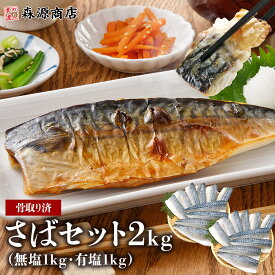 さば 骨取り済 セット 無塩1kg 塩1kg 合計2kg 塩さば 無塩サバ 訳あり 鯖 骨なし 切り身 骨抜き フィレ 無添加 おかず 朝食 無塩 冷凍 食べ比べ お中元 ギフト プレゼント