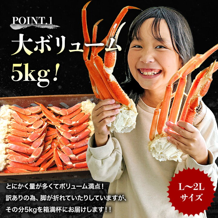 楽天市場】訳あり ボイル ズワイ蟹 カニ脚 5kg L〜2Lサイズ 業務用 か 