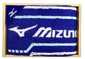 ミズノ【MIZUNO】ギフトタオル スポーツタオル1枚 ブランド名とロゴを織り柄で表現しています(引き出物、快気祝い、結婚式、内祝い、その他プレゼントに) 箱サイズ　30x20.5x7cm(中)