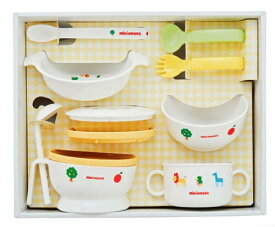 【送料無料】mikihouse(ミキハウス) ミキハウスファースト 出産祝い 【箱付】 食洗機もOK！離乳食に便利なテーブルウェアセット(食器セット)　包装紙で包んであります。　出産祝い セット 46-7124-820