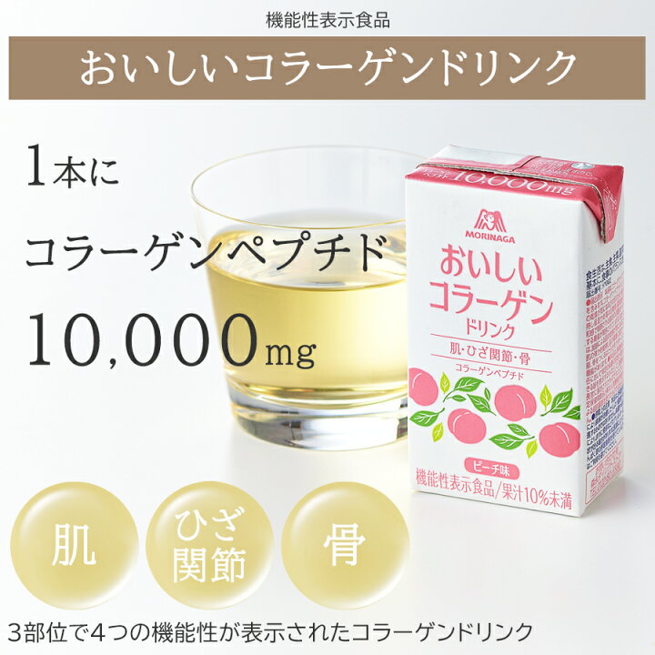 楽天市場】森永製菓 おいしいコラーゲンドリンク ピーチ味/レモン味 