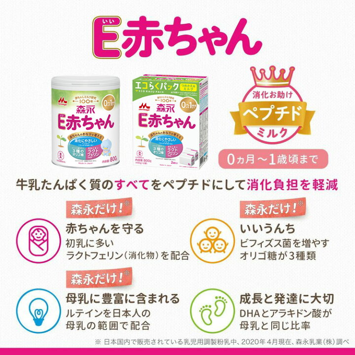 楽天市場】森永 E赤ちゃん 大缶 ＜ 800g (8個セット)＞【 森永乳業  