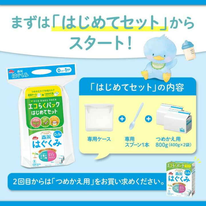 楽天市場】森永 はぐくみ エコらくパック はじめてセット ＜ 800g 