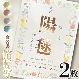 マンスリーカードもれなくプレゼント【名入れ】 練習用紙付き 手形 足形 A4 2枚セット 箔 で彩る 命名書 スタンプ 星座 赤ちゃん オーダーメイド お七夜 命名紙 出産記念 出産祝い 生年月日 身長 体重 箔転写 略式 パームカラーズ オリジナル ぺたっち