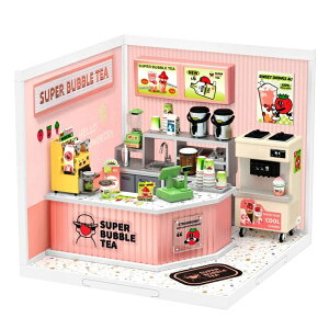 つくるんです ミニチュアハウス クリエイターシリーズ タピオカスタンド 664731-DW006 日本語説明書付き Robotime ロボタイム DIY ドールハウスキット 工作キット 組立キット 模型 建物 インテリア