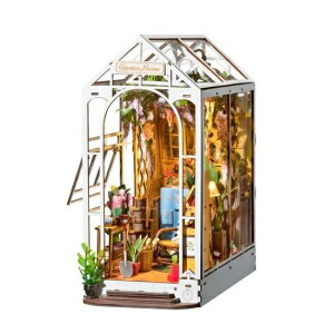 つくるんです フラワー サンルーム 666364-TGB06 日本語説明書付き Robotime ロボタイム 立体パズル 木製 DIY ウッドパズル 本立て ブックヌック ミニハウスキット 工作キット 組立キット 模型 建物