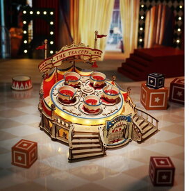 【2/10限定 500円引クーポン配布中♪】Robotime ロボタイム 動く 音楽が流れる LED付き ティーカップ 666670-EA04 【日本正規品】 日本語説明書付き ROBOTIME ROKR 木らく プラザクリエイト つくるんです後継品 木製 DIY