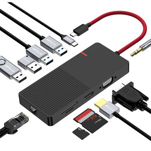 �y���������z�h�b�L���O�X�e�[�V���� 11-in-1 �f���A�����j�^�[�Ή� HDMI/VGA���� 100W PD�����[�d 2USB3.0/2USB2.0 �M�K�r�b�g�C�[�T�l�b�g SD/TF�J�[�h���[�_�[ MacBook iPad Pro Dell HP�m�[�g�p�\�R���Ή�