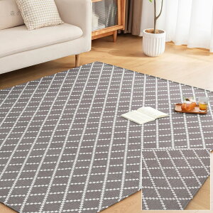 �y���������zDeco ���O �J�[�y�b�g 3�� ���O�}�b�g �`�F�b�N�� ������� ����~�� �􂦂� �I�[���V�[�Y�����K ���r���O�}�b�g �k�� ���ی� �z�b�g�J�[�y�b�g�Ή� �􉽊w�͗l 185x235cm �u���E��