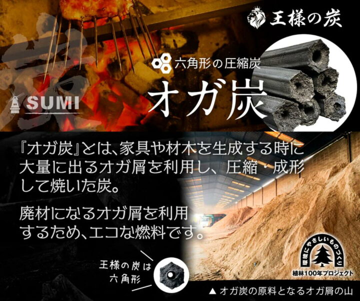 楽天市場】王様の炭オガ炭3kg～ 木炭の3倍長持ち｜送料無料 BBQ 