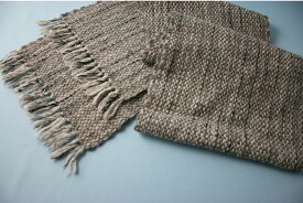 ロングマフラー（グレー系）ホームスパン（箱付）　みちのくあかね会