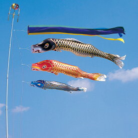江戸 8m 6点 鯉3匹 五色吹き流し錦鯉 鯉のぼり 大型セット ワタナベ鯉のぼり 日本製