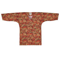 【お祭り用品・衣装】鯉口シャツ 乱れ青海波 赤 D0430 S-L