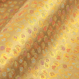 金襴 生地 もりさん 金地小花 クリーム色 不織布付き 136 和柄 つまみ細工 金襴織物