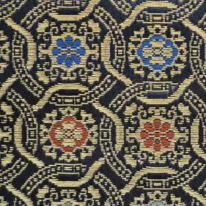 金襴 生地 西陣織 春日蜀江 濃紺 経机敷 不織布無し n-1 和柄生地 つまみ細工 和風生地 和柄 金襴