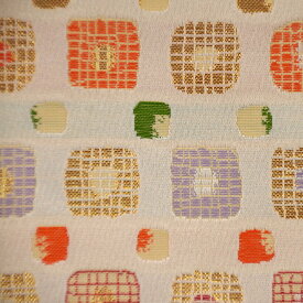 金襴 生地 西陣織 もりさん サイコロ柄 白色 不織布貼り付き C 和柄 織物
