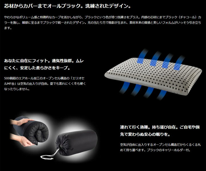 楽天市場】マニフレックス ピローグランデ BLACK スタイリッシュ 黒の 