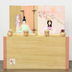 【スーパーセール supersale 期間限定 送料無料】木目込み人形 kikiスタイル もも親王 しだれ桜刺繍屛風スライド式収納飾り幅40×奥行き30×高さ41（約cm）