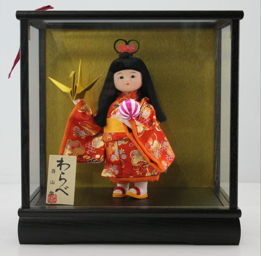 5号わらべ人形平和木製枠ガラスケース飾り 【雛祭り】 【ひな人形】 | 人形のモリシゲ