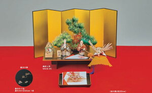 結納 7点目録・受書付きセット 凛花 五号 塗り台 (5巾ふろしき1枚・半畳毛氈付)金屏風付き