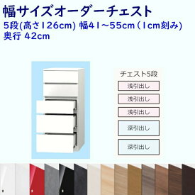 すきまくん チェスト 5H 5段 幅オーダー41〜55cm 奥行42cm