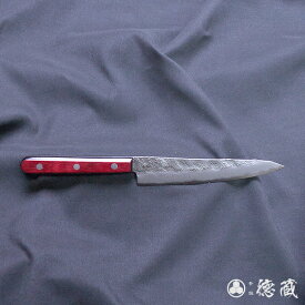 ステンレス ペティナイフ　135mm/両刃/銀紙3号/積層材(赤)/日本製/徳蔵刃物・TOKUZO KNIVES・JAPAN・Kitchen Knives・包丁・ほうちょう・ホウチョウ・切れ味・家庭用・小型・万能・両刃・お手入れ簡単・錆に強い・プレゼント・ギフト・贈り物・一生モノ・母の日