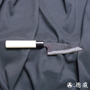 黒打ち小包丁 105mm/両刃/青紙2号/朴/日本製/徳蔵刃物・TOKUZO KNIVES・JAPAN・Kitchen Knives・包丁・ほうちょう・ホウチョウ・切れ味・家庭用・小型・万能・両刃・黒打ち・プレゼント・ギフト・贈