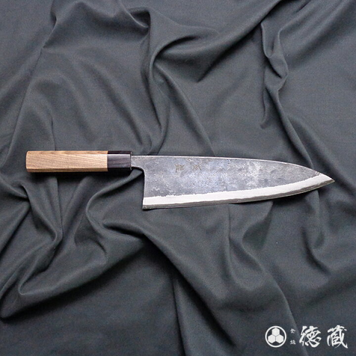 楽天市場】黒打ち厚出刃包丁 240mm/両刃/青紙2号/胡桃八角/日本製/徳蔵 
