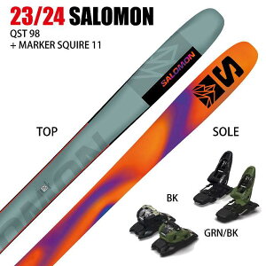 [スキー2点セット]サロモン スキー板 2024 SALOMON QST 98 + 24 MARKER SQUIRE 11 110mm ビンディングセット 23-24