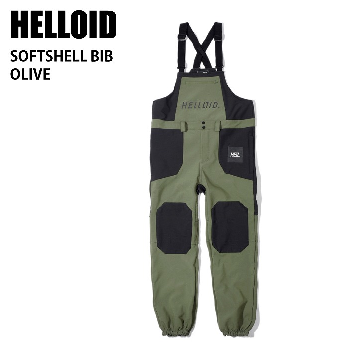 HELLOID ヘルロイド ウェア 22HEL-40 SOFTSHELL BIB PANTS 22-23 OLIVE メンズ パンツ ビブ スノーボード ライトウエア