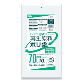 【ポリ袋】再生原料40% 70Lエコマーク付ゴミ袋 (透明)GI-73 (400枚入り)