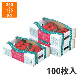 【化粧箱】L-2093 ストロベリーボックス　240×175×80mm (100枚入)【代引不可】 フルーツ用 ギフト用 ギフトボックス 紙箱 果物箱 贈答用 青果用 果物用
