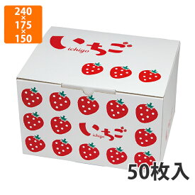 【化粧箱】L-2502 イラストいちご300g4P 2段BOX　240×175×150mm (50枚入)【代引不可】 フルーツ用 ギフト用 ギフトボックス 紙箱 果物箱 贈答用 青果用 果物用