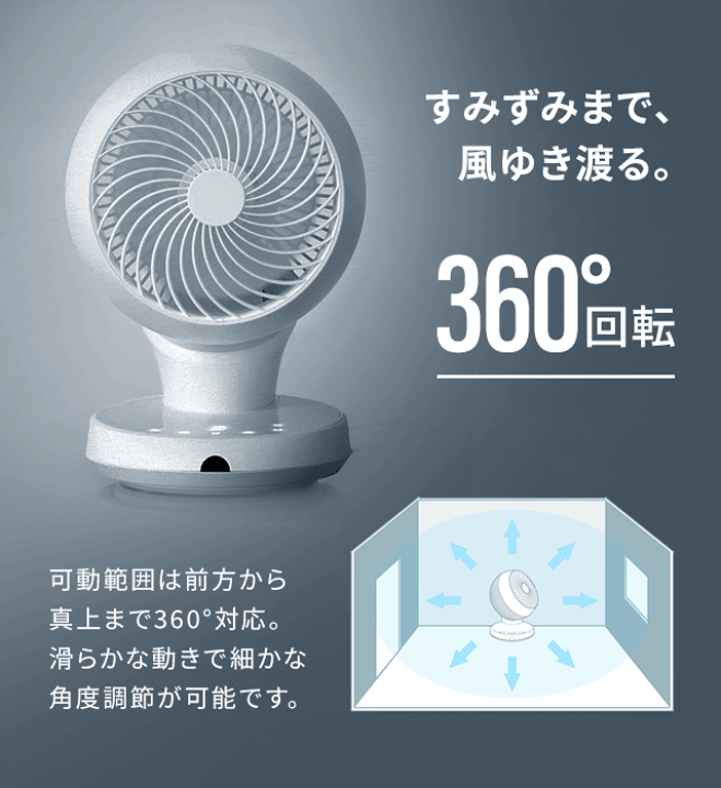 楽天市場】サーキュレーター 360°首振り 扇風機 DCモーター 省エネ