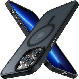 【マット半透明 オシャレ！】Meifigno iPhone 13 Pro Max ケース Magsafeに対応 耐衝撃 元充電速度 黄変防止 ワイヤレス充電 強い磁力 ストラップホール付き 6.7インチ(ブラック)