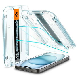 Spigen EZ Fit ガラスフィルム iPhone 15 用 貼り付けキット付き iPhone15 対応 保護 フィルム 2枚入
