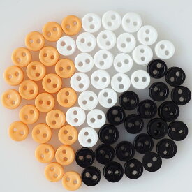 sempiterno ミニチュア プラスチックボタン 人形の服のボタン 2つ穴 4mm 手作り部品 DIYで作る ミニボタン ドール人形 ぬいぐるみのため ドール服 縫製材料 収納ボックス付き (4mm,ブラック&ホワイト&オレンジ 60個セット)