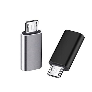 YFFSFDC マイクロUSB変換アダプター タイプC Micro USB 変換アダプタ 2個入り Type C メス to Micro USB オス 変換コネクタ 充電とデータ転送 Galaxy、Nexus、Xperia、HUAWEI等Micro USB設備対応 (ブラック 、シル