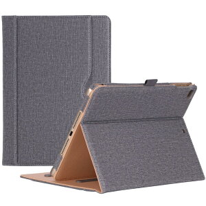 ProCase iPad 9.7(���^�j�ی�P�[�X �X�^���h�@�\ �r���e�[�W�f�U�C�� �ی�J�o�[ ���ނ�J�[�h�p�|�P�b�g�t�� �K�p�@��FiPad 9.7(2017 2018)/ iPad Air 2 / iPad Air - �O���[