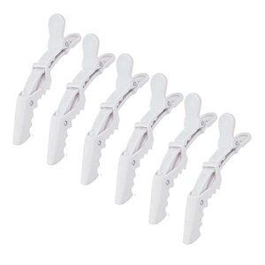 KISARGワニクリップ ダッカールメンズ サロンヘアクリップ ドラゴンクリップ スタイリング ヘアピン バレッタ髪留め 理髪 美容 サロン専用 6個セット入り ホワイト