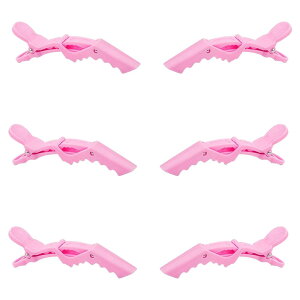 KISARGワニクリップ ダッカールメンズ サロンヘアクリップ ドラゴンクリップ スタイリング ヘアピン バレッタ髪留め 理髪 美容 サロン専用 6個セット入り ピンク