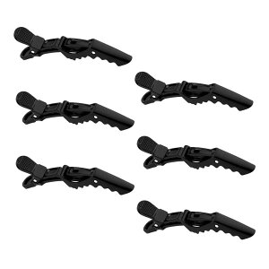 KISARGワニクリップ ダッカールメンズ サロンヘアクリップ ドラゴンクリップ スタイリング ヘアピン バレッタ髪留め 理髪 美容 サロン専用 6個セット入り ブラック